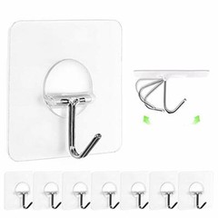 Wall Hooks 13lb (Max) Reuseable ,Waterproof & Oilproof,Self Adhesive,8 Pack