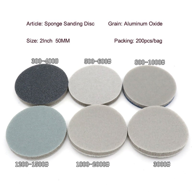 2 Inch（50mm）Hook & Loop Sponge Sandpaper Wet and Dry Sanding Discs 300-3000 Grit gallery
