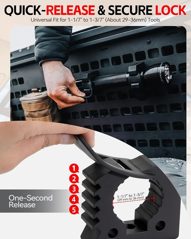 2 Pack Quick Release Rubber Clamps for MOLLE Panel - Heavy Duty Shovel Holder... gallery