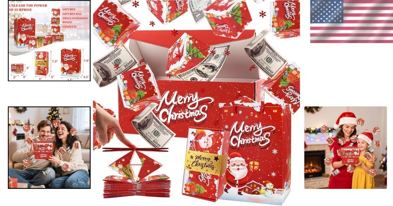 Bouncing Gift Box with Confetti 15 Count Christmas Red for Special Occasions gallery