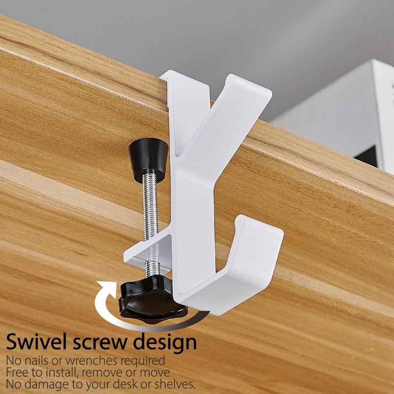 Ctgsas Adjustable Hook for L Shaped Gaming Desk, Under Onesize, White gallery