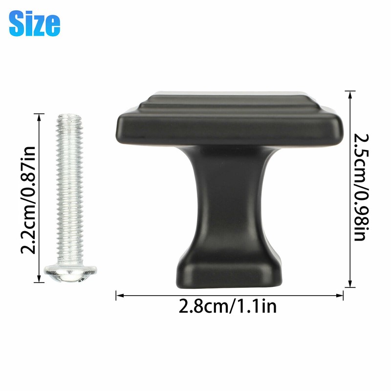 20 Packs Black Square Door Knobs Cabinet Handles Cupboard Drawer Kitchen Pulls gallery