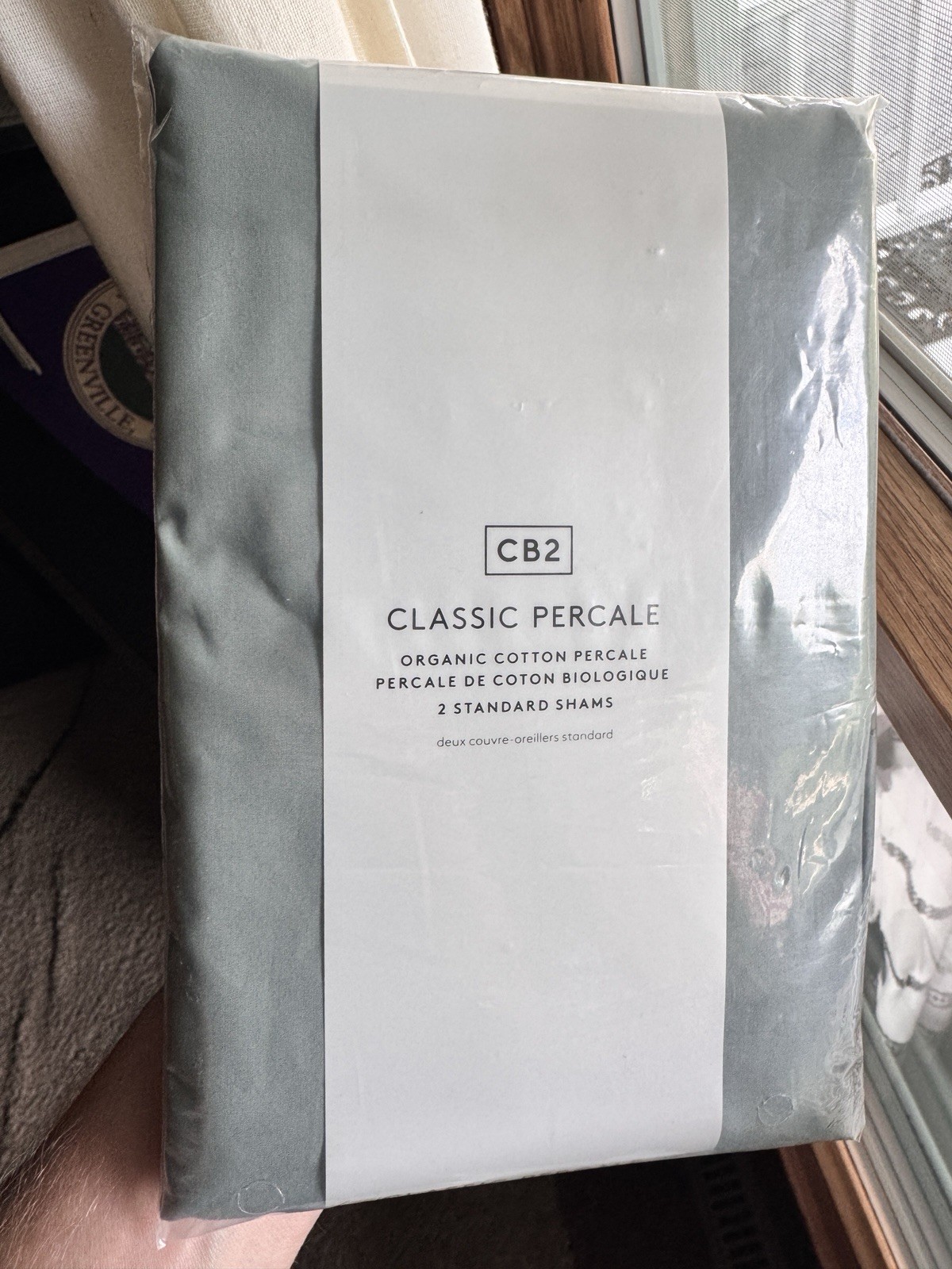 CB2 Classic Percale Organic Cotton Percale Light Teal Pillow Shams gallery