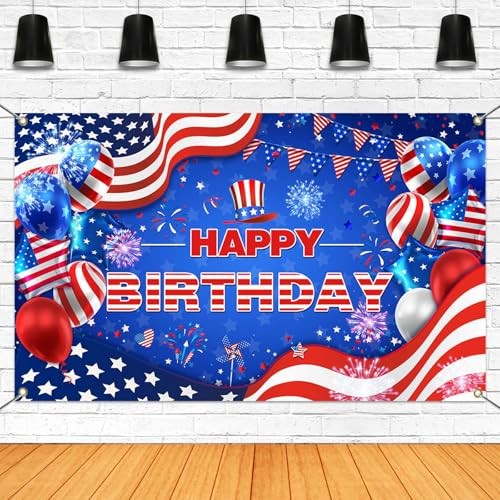 Red White and Blue Birthday Decorations Extra 70.8x43.3 inch Red and Blue gallery