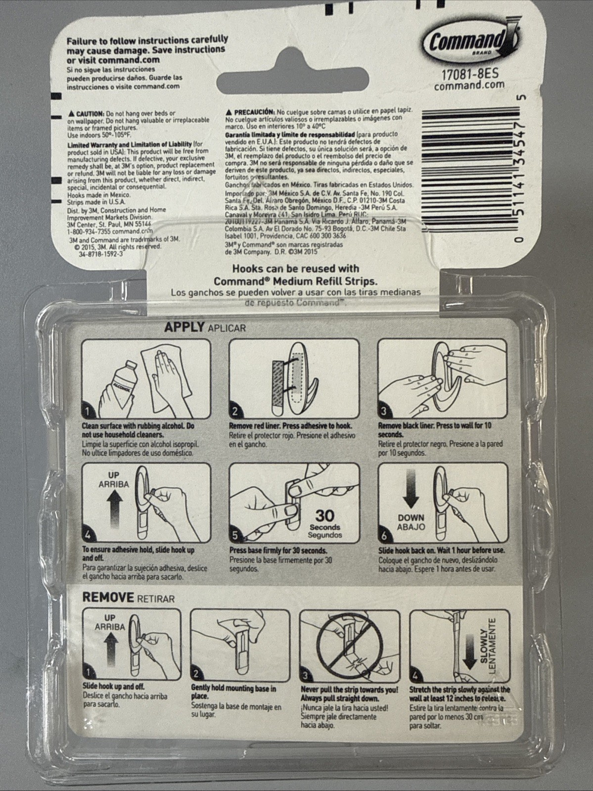 3M Command 8-Piece Medium Designer Hooks & 12 Adhesive Strips 3lbs. 17081-8ES gallery