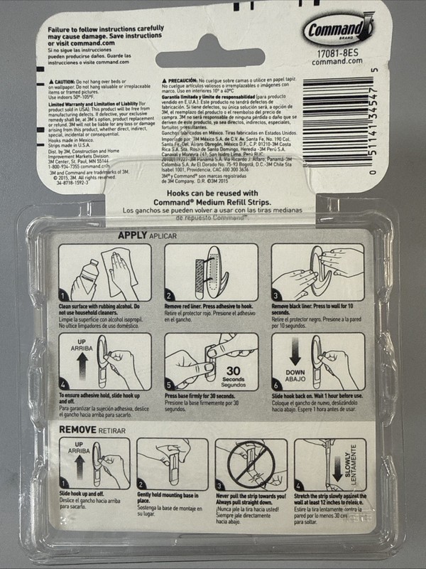 3M Command 8-Piece Medium Designer Hooks & 12 Adhesive Strips 3lbs. 17081-8ES gallery