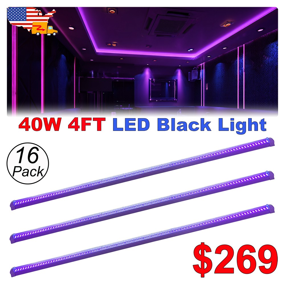 16 Pack T8 Linkable Led BlackLight Fixture 4FT 40W Ultraviolet Lamp for Décor gallery