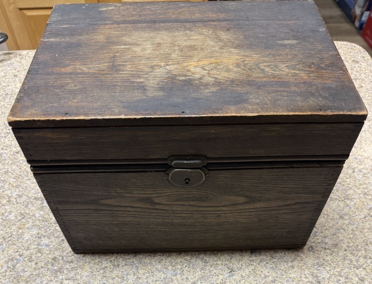 Handmade Lead Lined Wood Box Storage 9Lb 11.5x8.125x7.75”H W Lock No Key EUC gallery