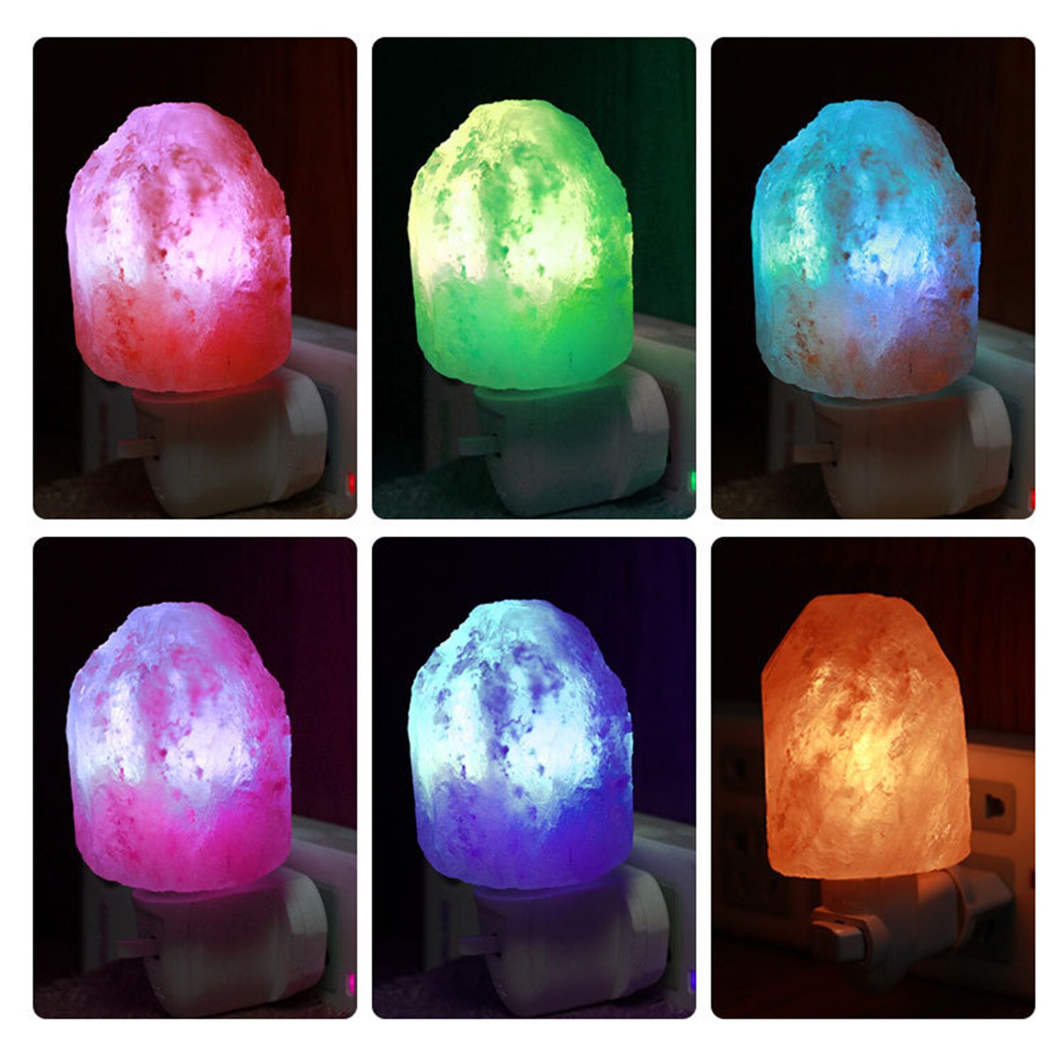 Natural Himalayan Salt Lamp 7-Color Plug-in Night Light Wall Decor gallery