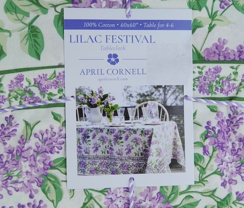 NWT SEALED April Cornell Tablecloth 60 X60 "LILAC FESTIVAL" 4-6 gallery