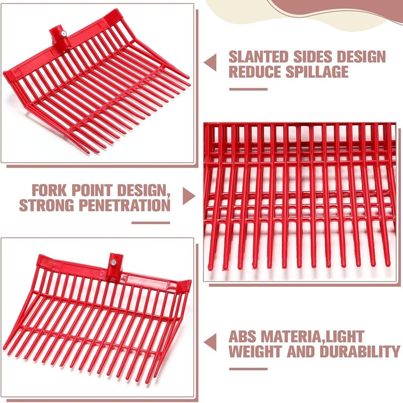 NEW 6PCS Manure Fork Replacement Head 18 Tines Pitchfork Red gallery