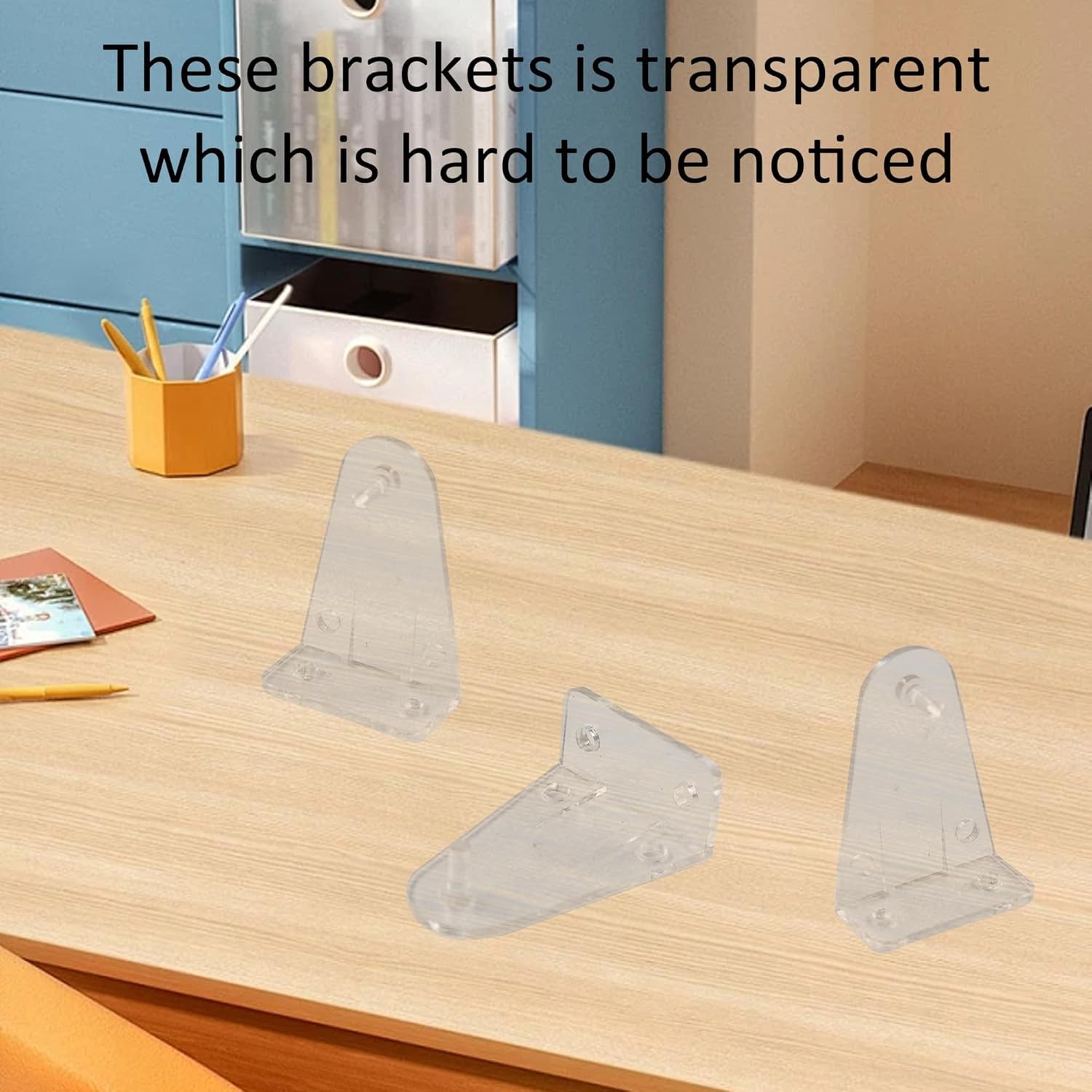 4Pcs Hold Down Bracket for 2" Blinds, Clear Plastic Bottom Rail Hold Clips with gallery