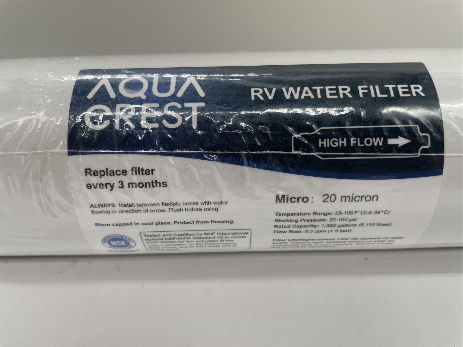 AQUA CREST RV Inline Water Filter,for RVs and Marines, Drinking & Washing Filter gallery
