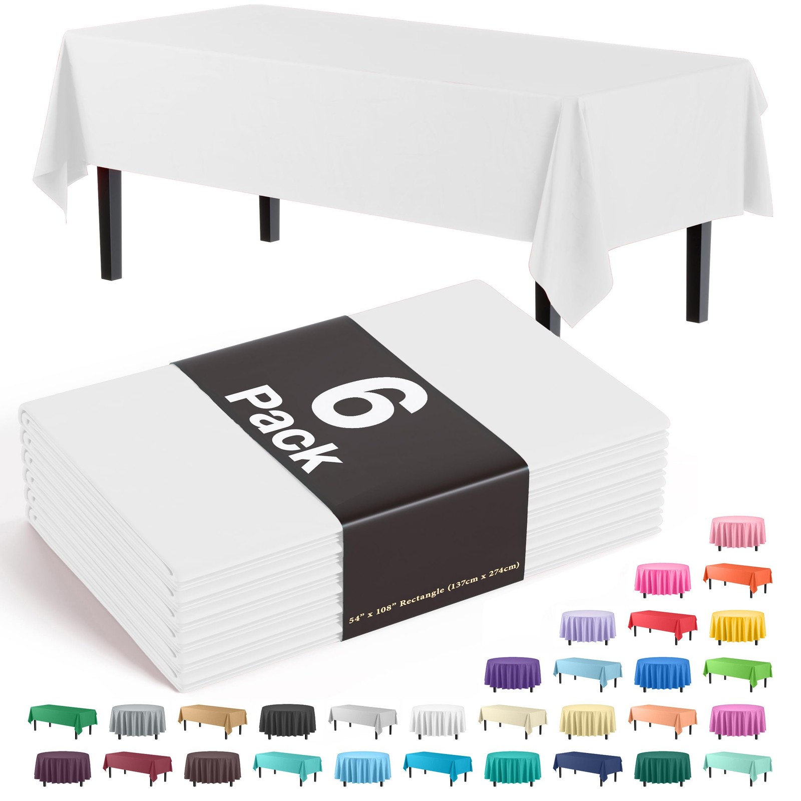Exquisite 6-Pack Premium Plastic Tablecloth 54in. x 108in. Rectangle Plastic ... gallery