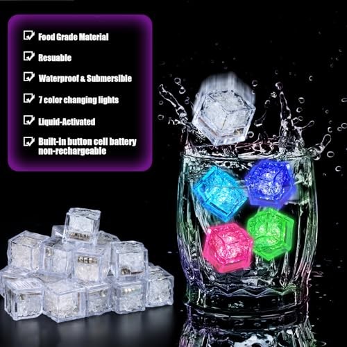 20 Pack Light Up Ice Cubes for Drinks, Led Ice Cubes with Color Changing 20PCS gallery
