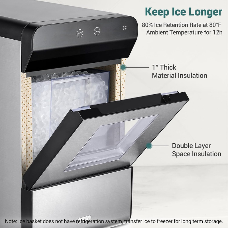 Gemi Nugget Ice Maker V2.0 - Self-Cleaning, Stainless Steel, Compact Design gallery