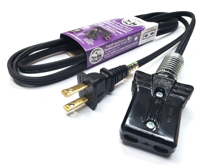 6' Replacement Power Cord for Kitchen Appliance 3/4" 5/8" 11/16" Spaced 2-Pins gallery