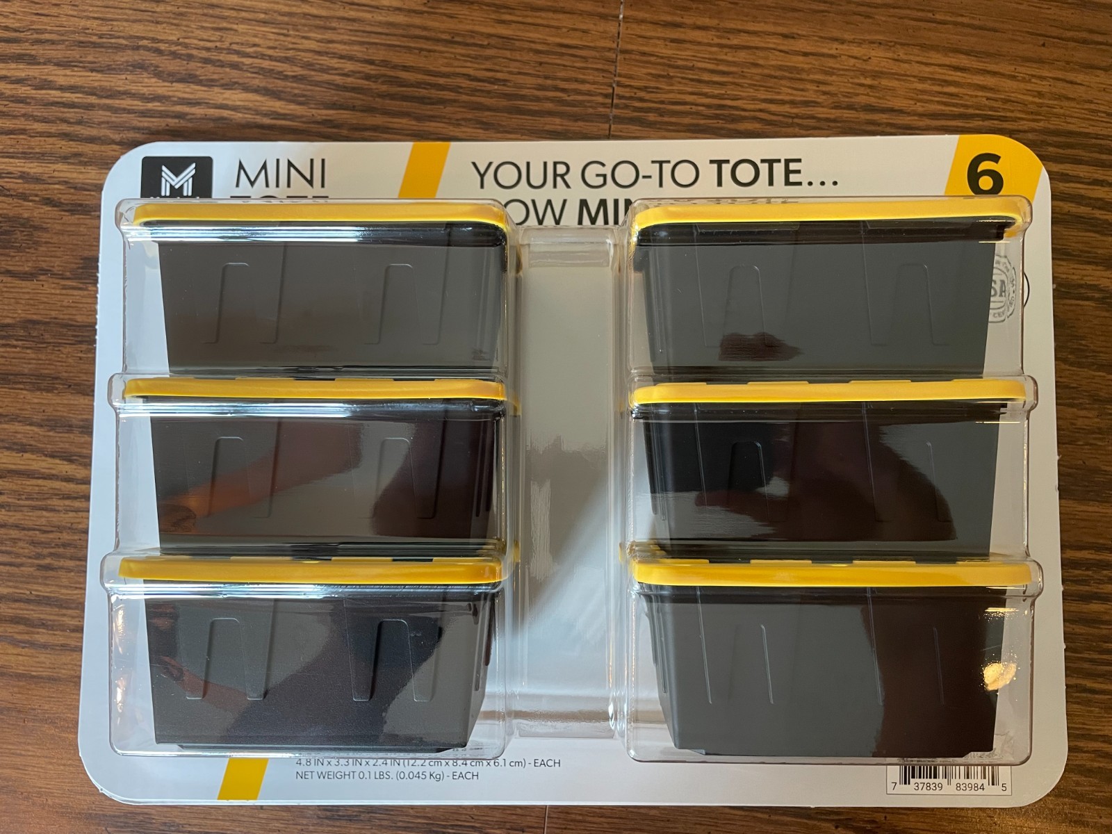 6 PACK Members Mark Mini Tote Bins Viral Tiny Mini Storage Container Yellow Lids gallery