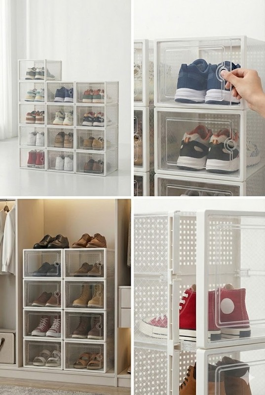 [6/12/24] Pack Stackable Shoe Storage Boxes – Extra Large Clear Sneaker Display gallery