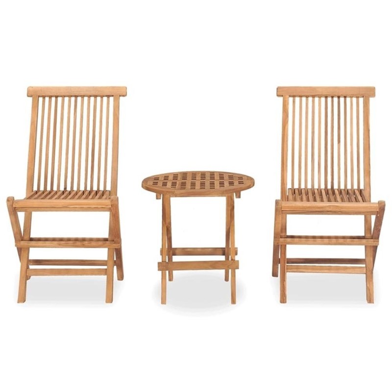 Bowery Hill Smooth Sanded Teak HardWood Compact Outdoor Dining Set Natural/Brown gallery
