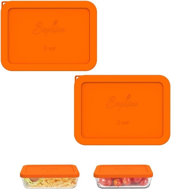3 Cup Rectangle Silicone Storage Cover Lids Replacement for Pyrex 7210-PC Gla... gallery