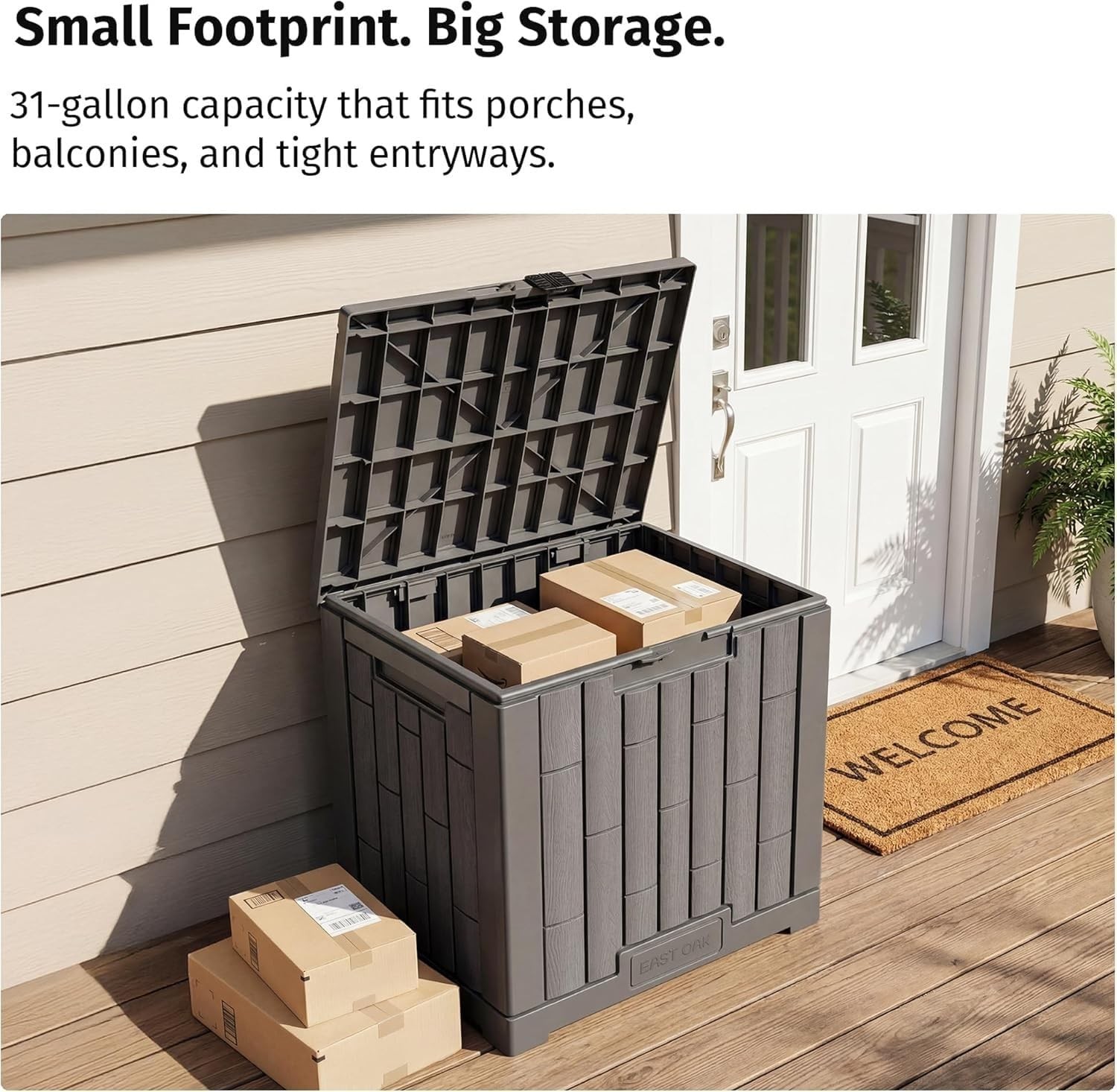 EAST OAK Outdoor Storage Box, 31 Gallon 2 Pack Deck Box Indoor and Outdoor Use, gallery