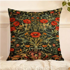 THROW PILLOW COVER- William Morris Theme Floral Artwork, Double-Sided 18×18