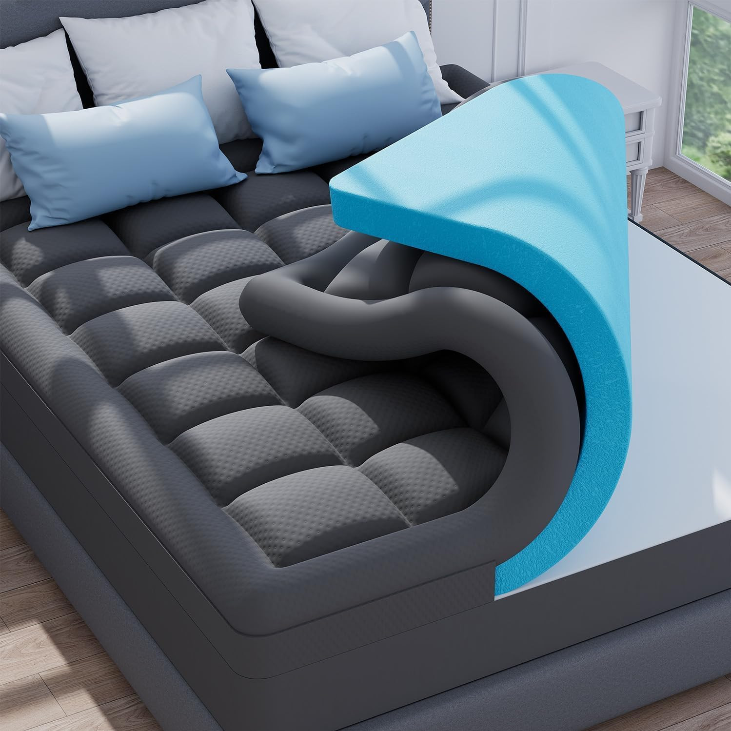 Dual Layer 3 Inch Memory Foam Mattress Topper Full, 2 Inch Cooling Gel Memory gallery
