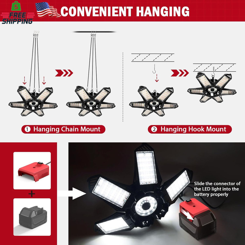 LIVOWALNY LED Work Light Compatible with Milwaukee 18V Battery, 68W 6800LM LED G gallery