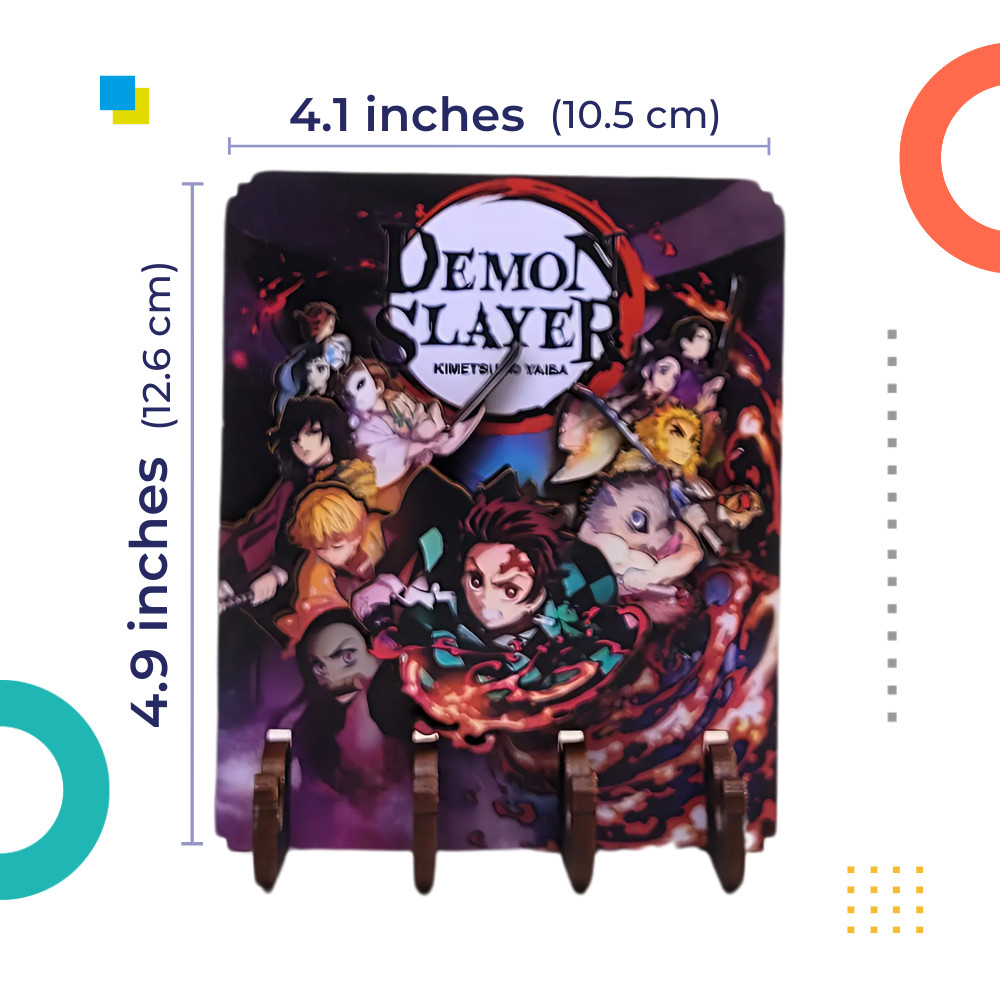 Demon Slayer Key Holder - Anime Wall Organizer - 3D Laser Cut MDF Wood Key Rack gallery