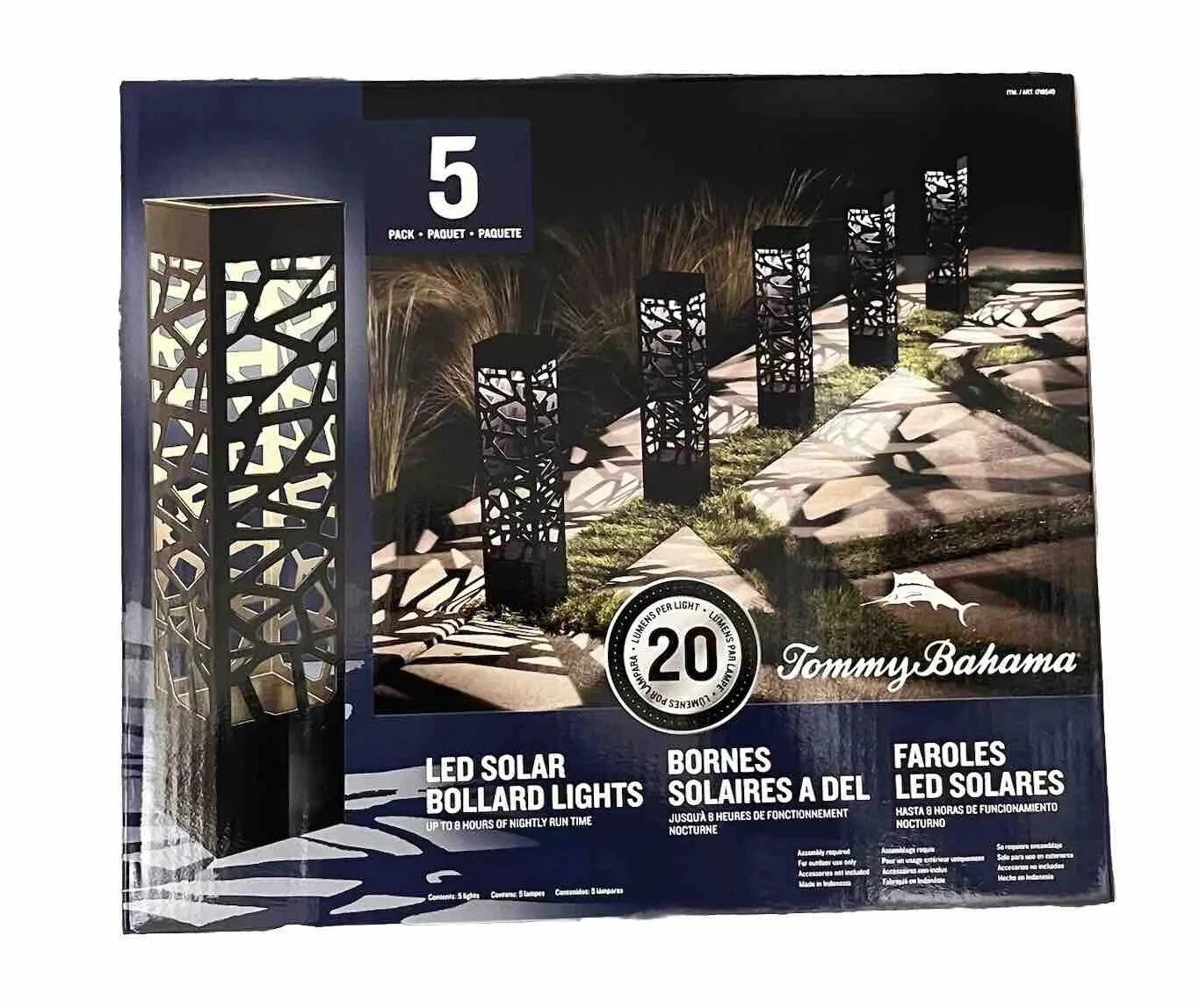 Tommy Bahama Square Solar Bollard Lights – 20 Lumen 5-pack gallery