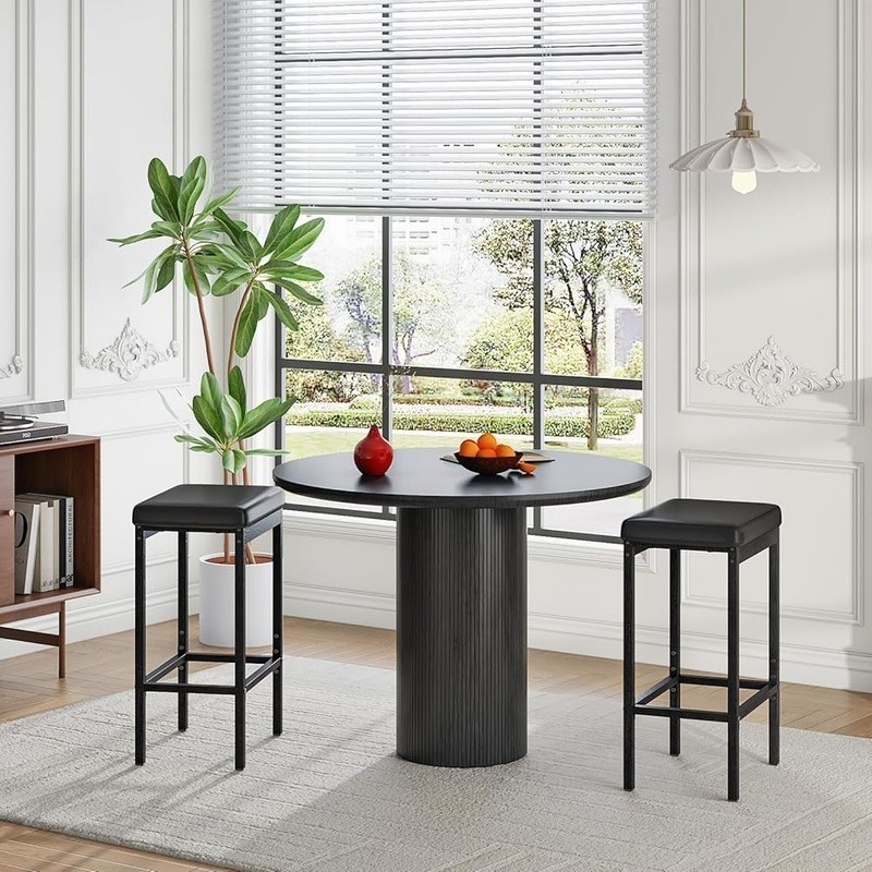 High Density Sponge Bar Stool Soft Comfortable Seat Metal Frame Kitchen Pub Use gallery