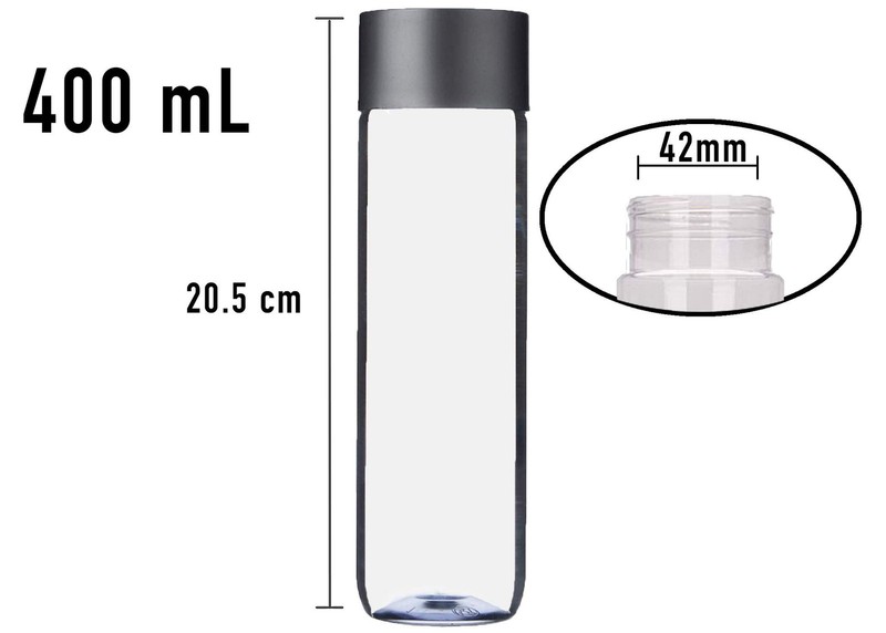 6 Pack 400ml Empty Plastic Juice Bottles Black Caps Reusable Smoothie Containers gallery