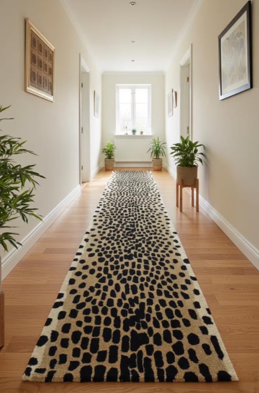 Hand-Tufted Wool Leopard Runner Rug, Black & Gold gallery