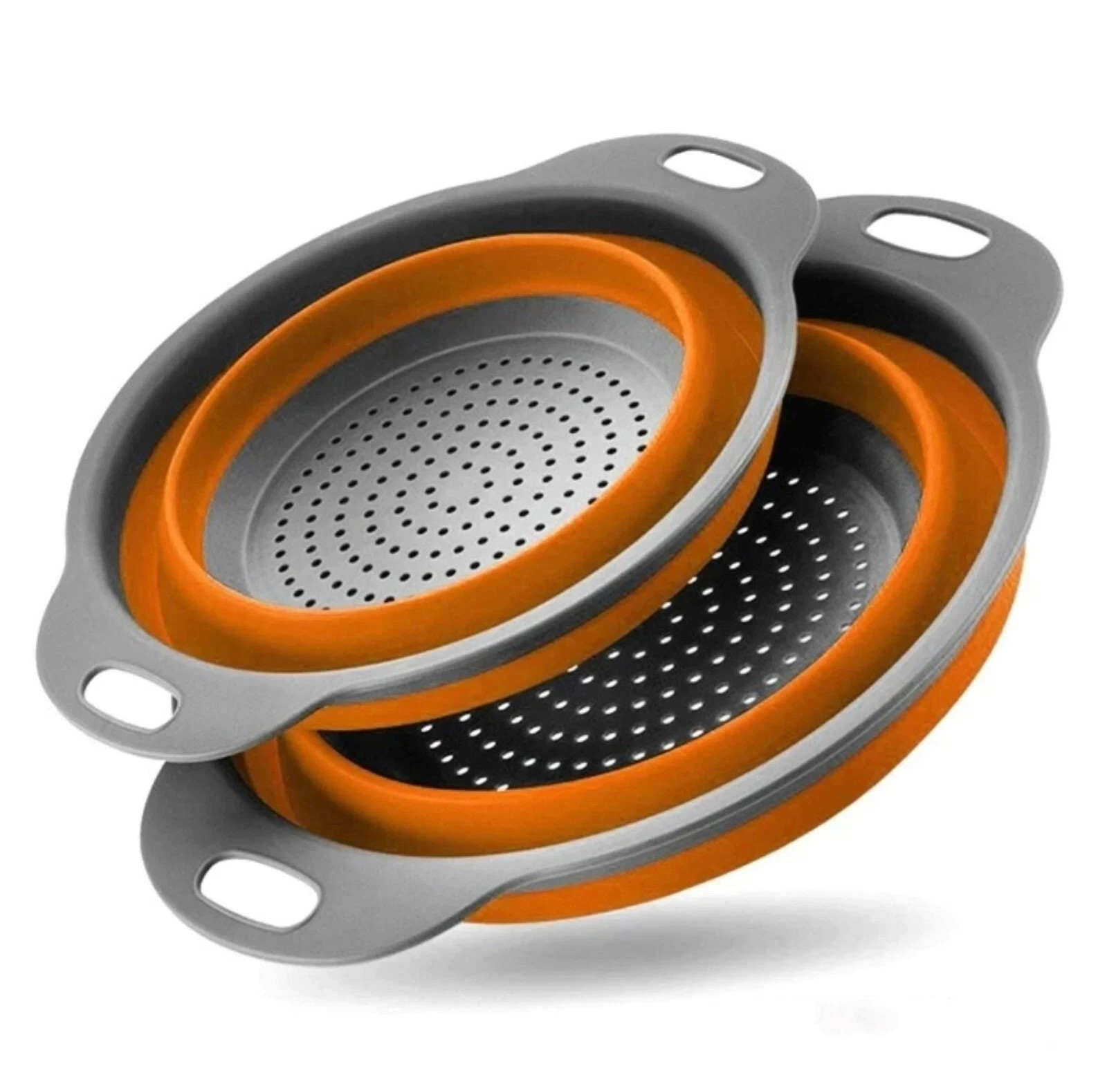 Collapsible Silicone Colander- Large And Small Silicone Kitchen Strainer(Orange) gallery