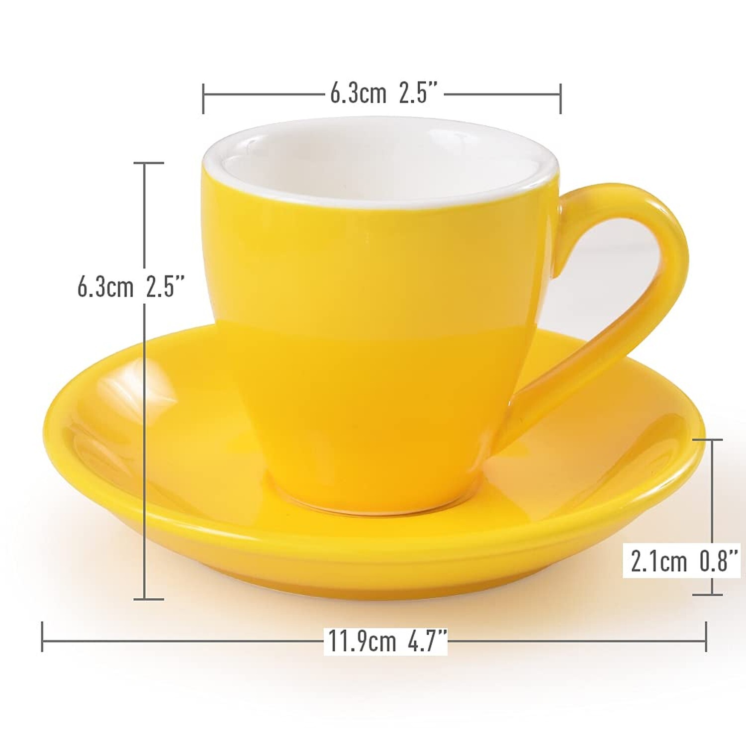 Porcelain Espresso Cup with Saucer, Espresso shot Cup, 80ml/2.7Oz, Yellow gallery