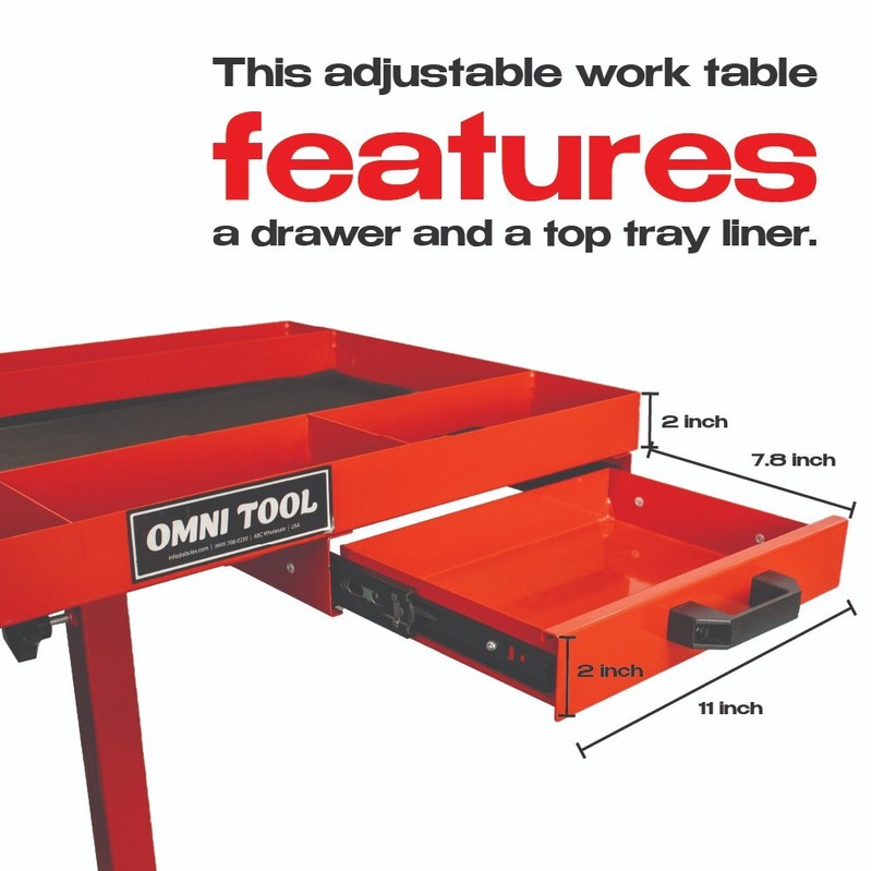 Omni Tool Rolling Work Table, Adjustable Mobile Tray Cart, 220 lb Capacity gallery