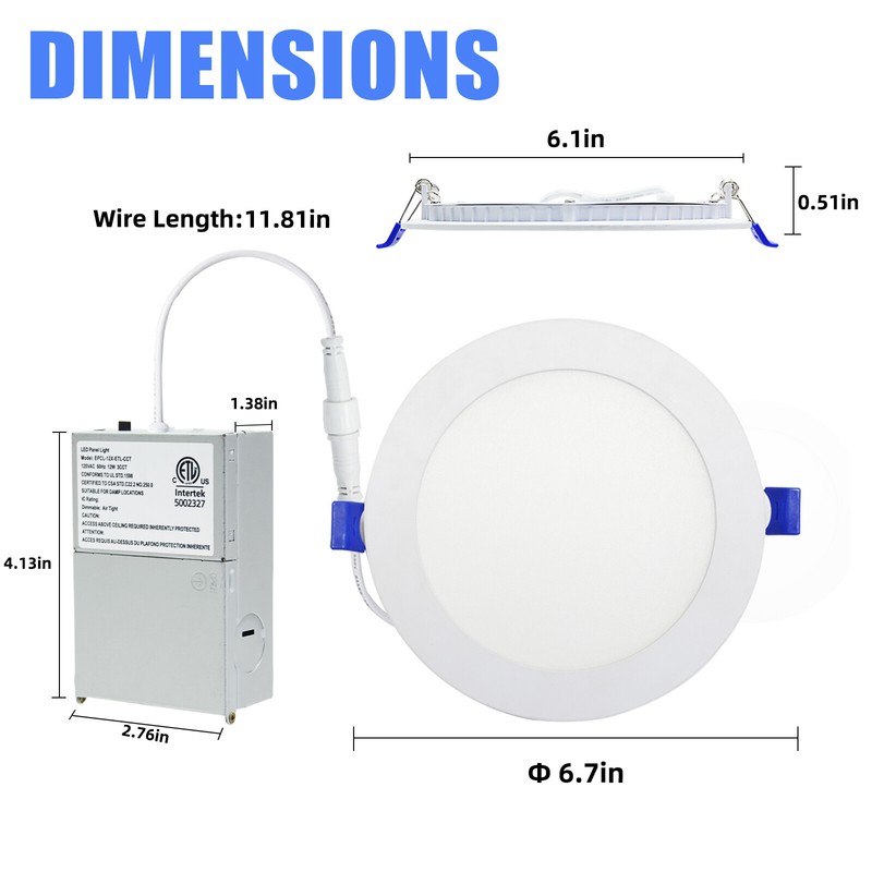 6 Inch LED Recessed Ceiling Light, 2700K/3000K/3500K/4000K/5000K 5CCT , US Ship gallery