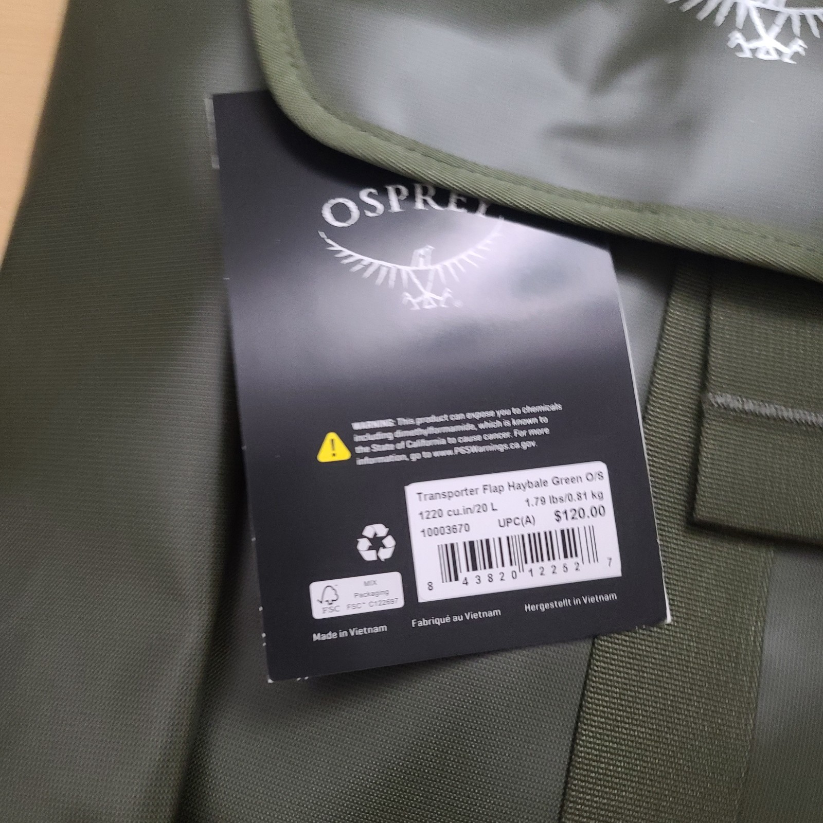 Osprey Transporter Flap Pack 20L Backpack Green - New! 3