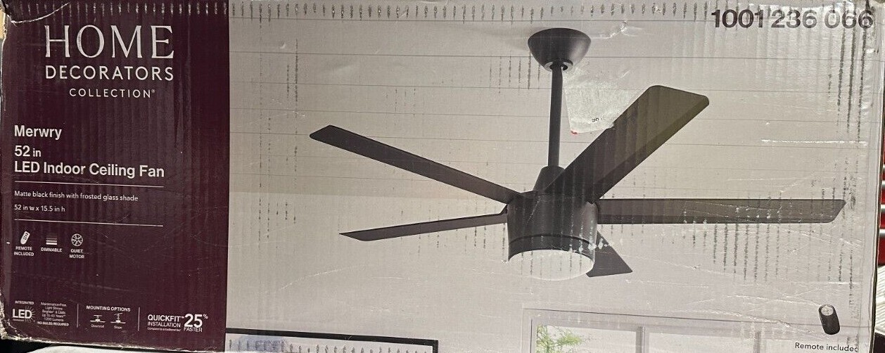 Home Decorators Merwry 52 in LED Black Ceiling Fan Replacement part 1001236066 gallery