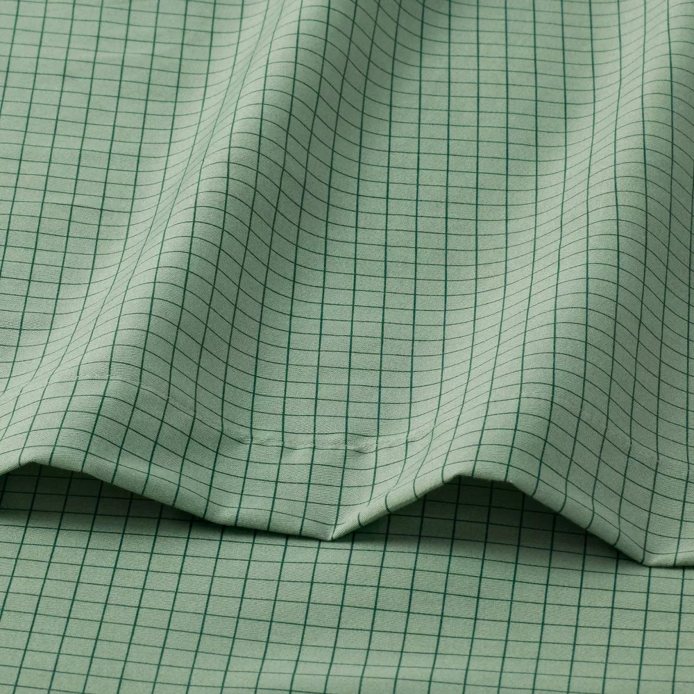 Full Cotton Blend Sateen Sheet Set Sage Green Micro Grid - Room gallery