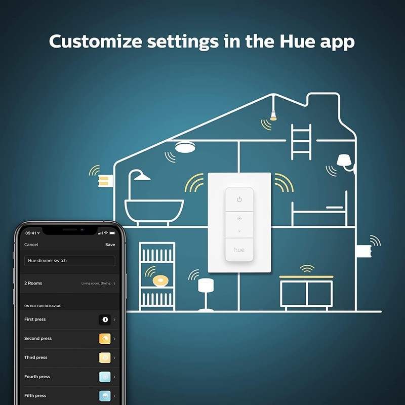 Philips Hue Wireless Dimmer Switch + Remote 473371 Battery Powered Works w/ Hub gallery