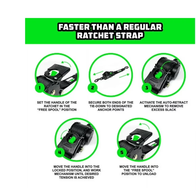 Rhino USA 2-Pack Retractable Ratchet Straps 10ft Length 1000lbs Load Limit Singl gallery