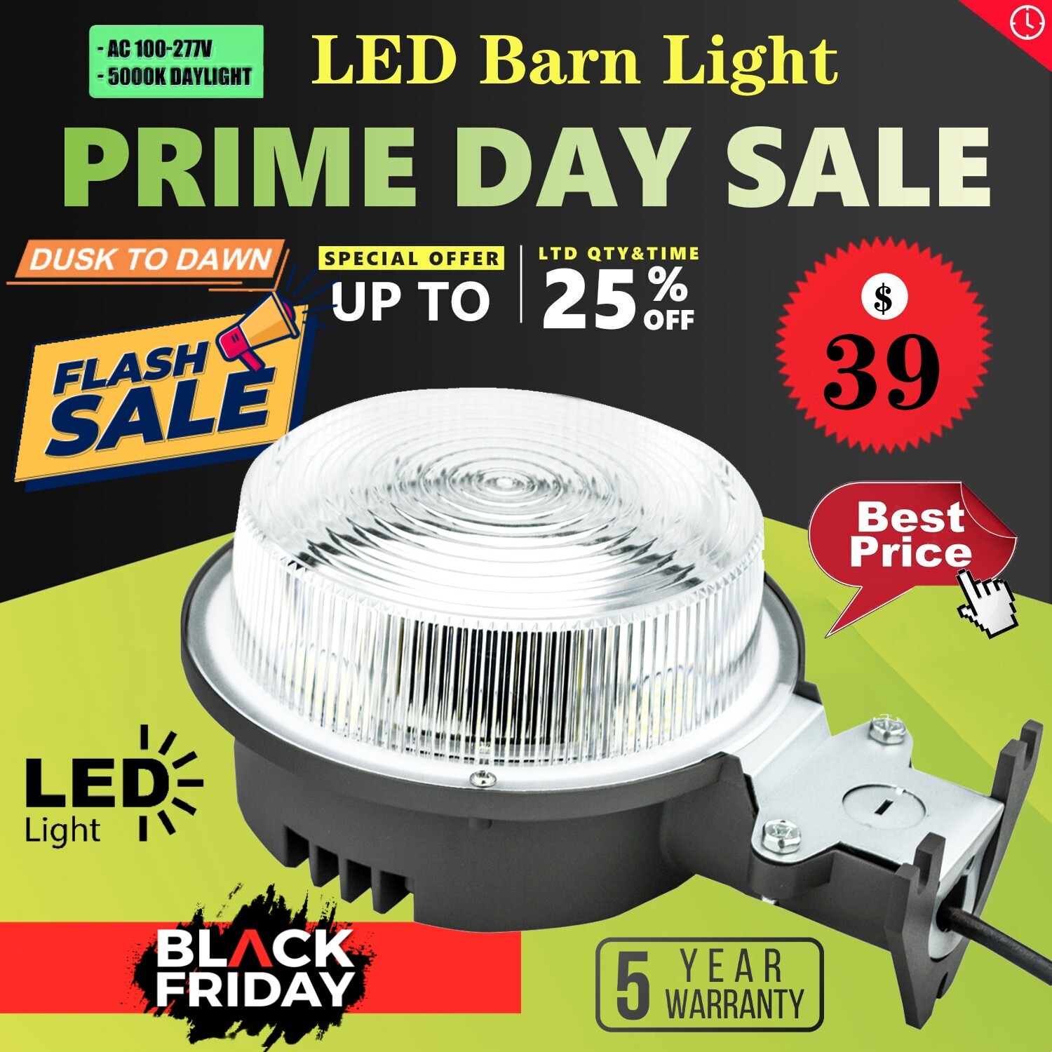 75 Watt LED Yard Light, IP65 Waterproof, Dust to Dawn Outdoor LED Yard Lighting gallery
