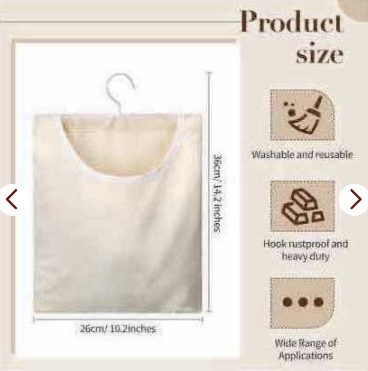 CANVAS CLOTHESPIN BAG W ROTATING HANGING HOOK 15”x11” HOLDS 100 CLOTHESPINS gallery