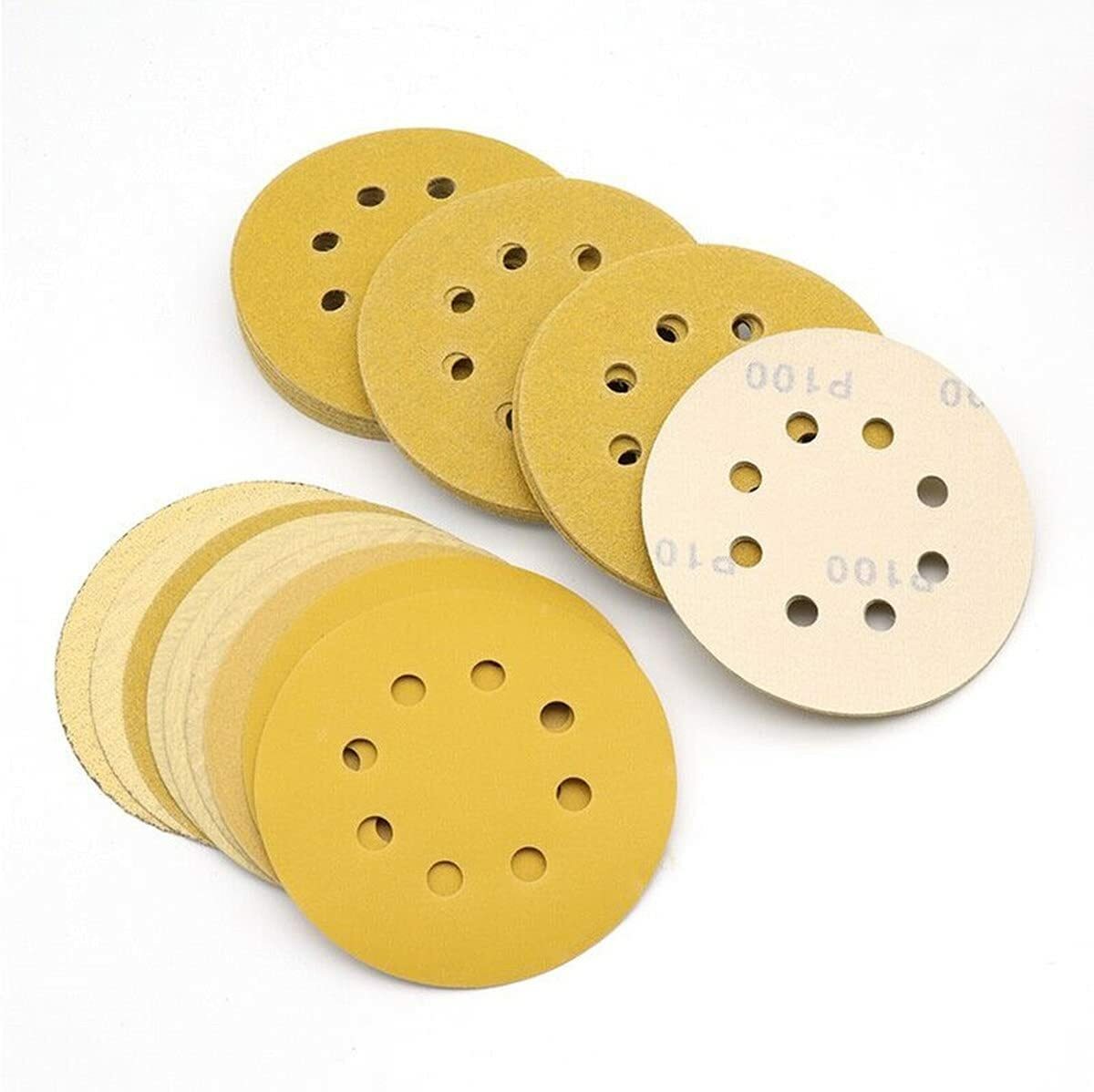 100PACK 5in 8-Hole 60 Grit Hook and Loop Sanding Discs Sheet Orbital Sandpaper gallery