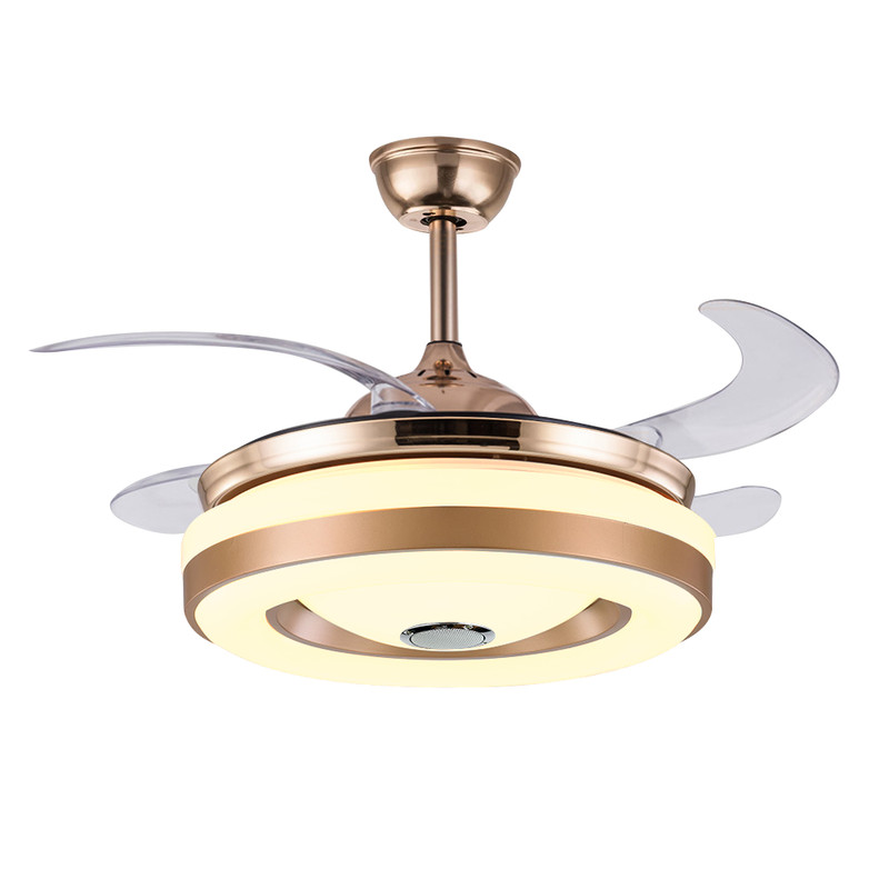 42"Retractable Ceiling Fan Light Bluetooth Speaker RGB Color Changing Chandelier gallery