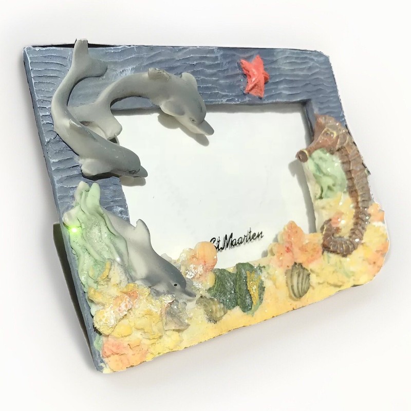 🏝ST. MAARTEN 3D PICTURE FRAME 3x5” Photo Dolphins Seahorse Starfish Shells gallery