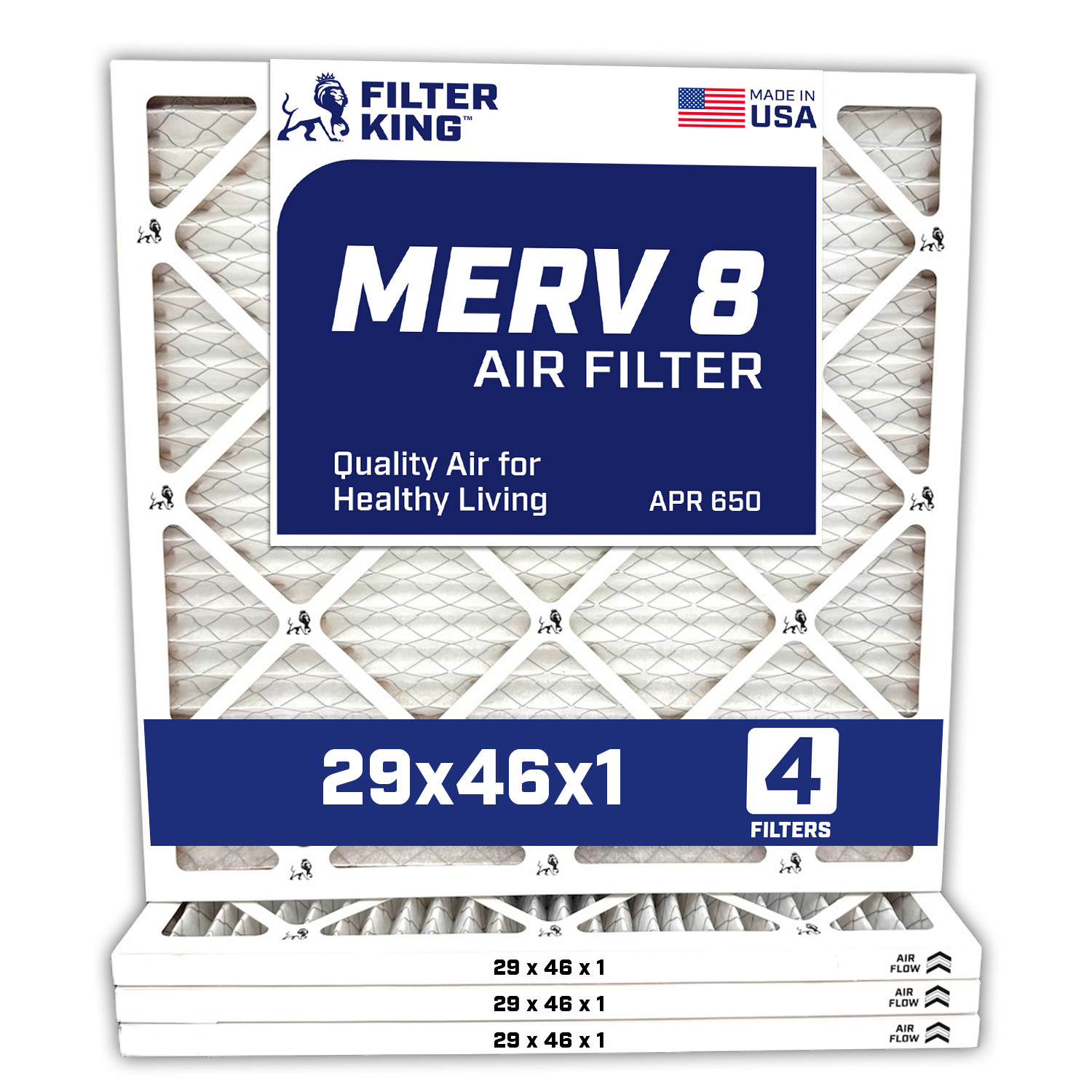 Filter King 29x46x1 Air Filter 4-PACK MERV 8 Actual Size 29 x 46 x .75" gallery