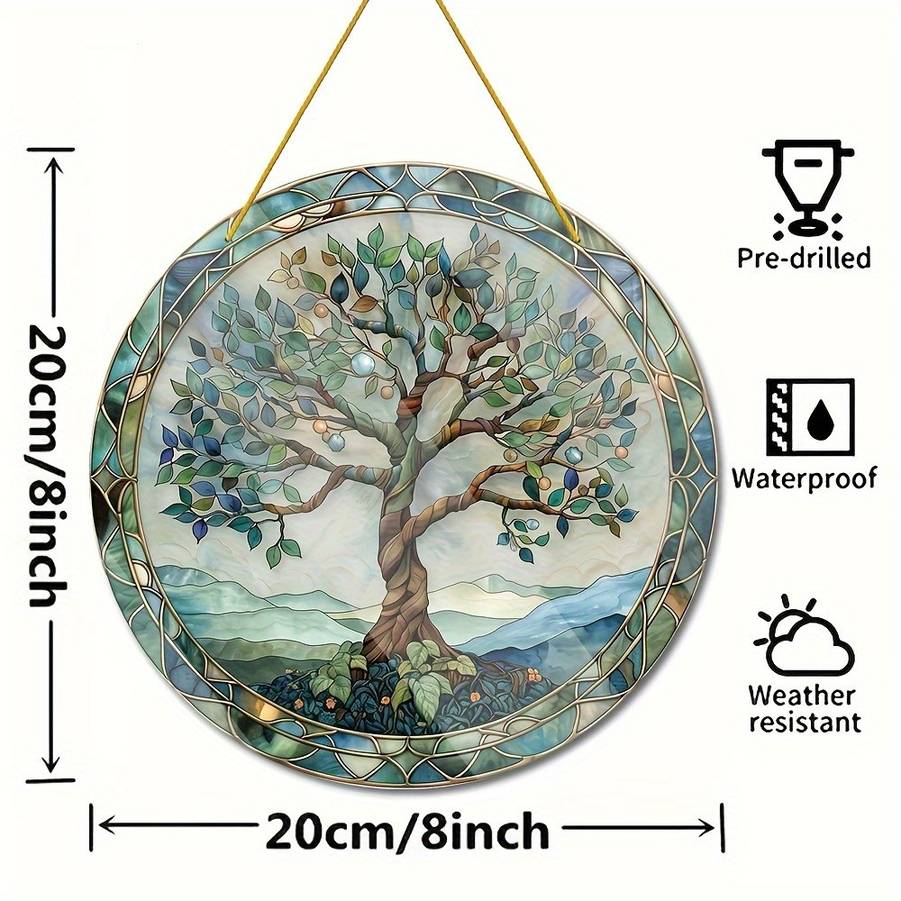 Green Leaf Tree Of Life Acrylic Suncatcher Balcony Patio Outdoor Hanging Decor gallery
